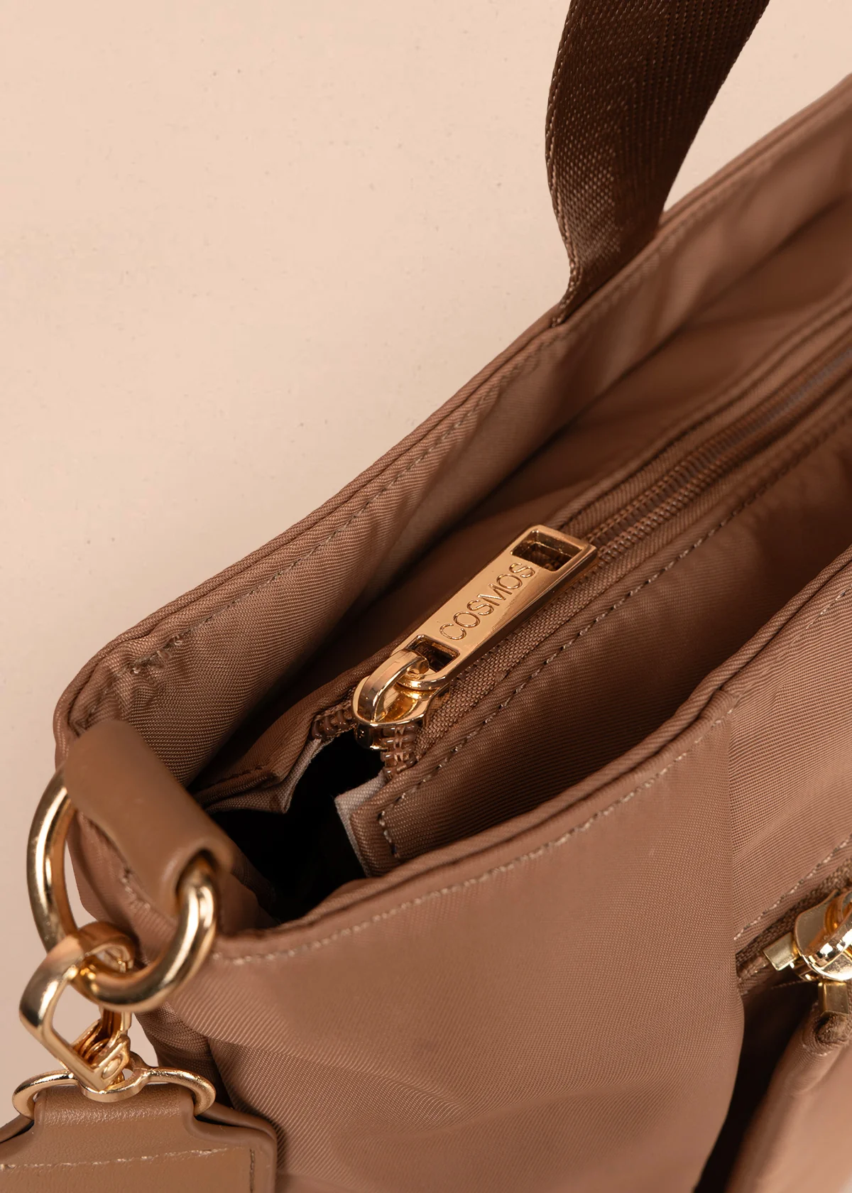 Bolso tipo shopping color caqui con bolsillo frontal 106290 - Image 3