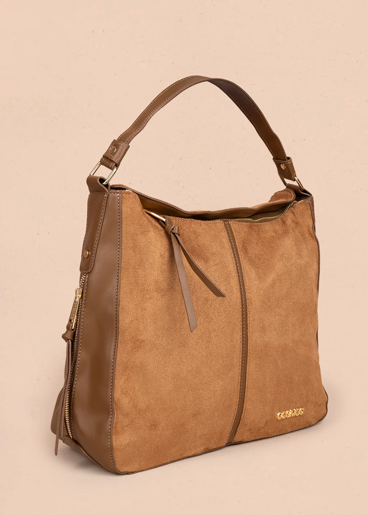 Bolso tipo shopping color miel textura en gamuza sintética 106292 - Image 3