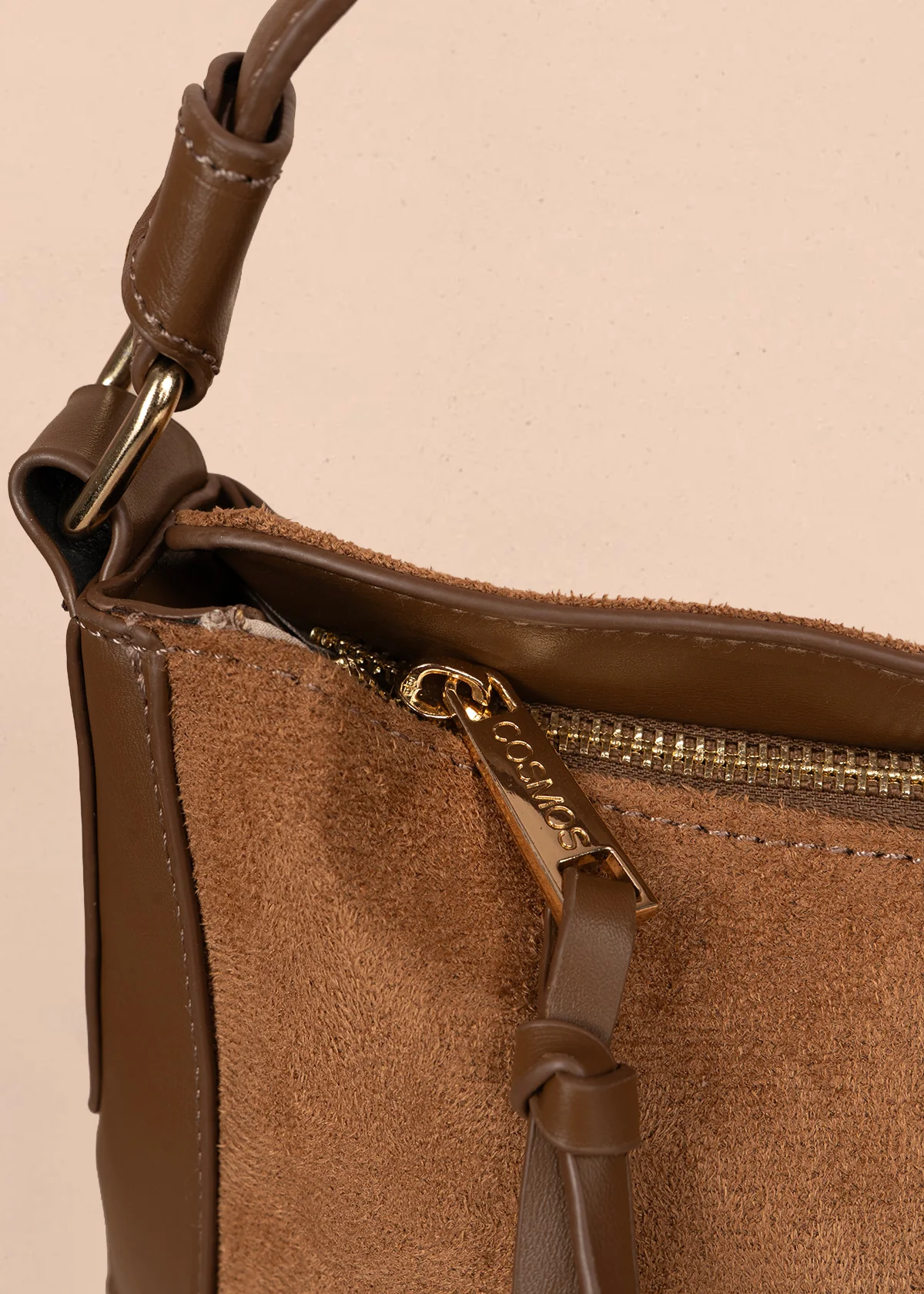 Bolso tipo shopping color miel textura en gamuza sintética 106292 - Image 4