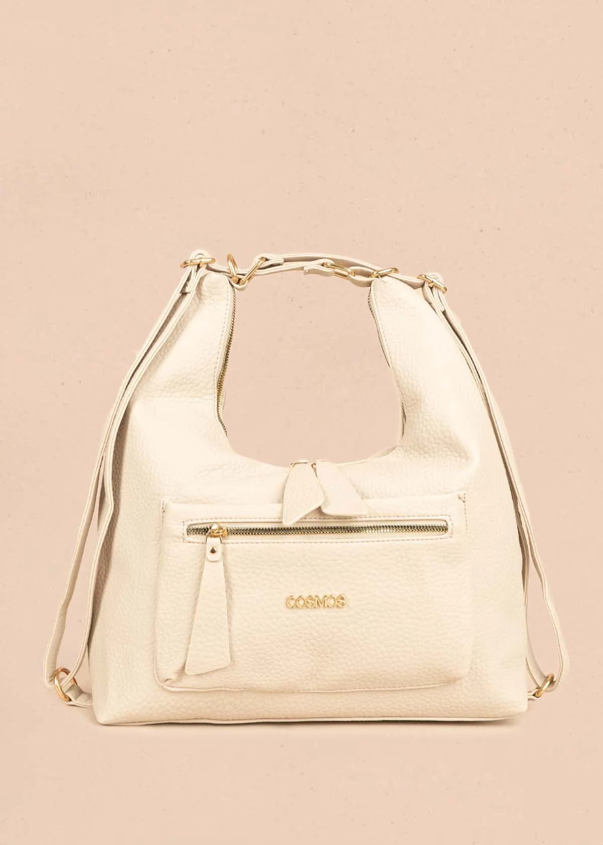 Bolso tipo shopping color beige silueta hobo 106330