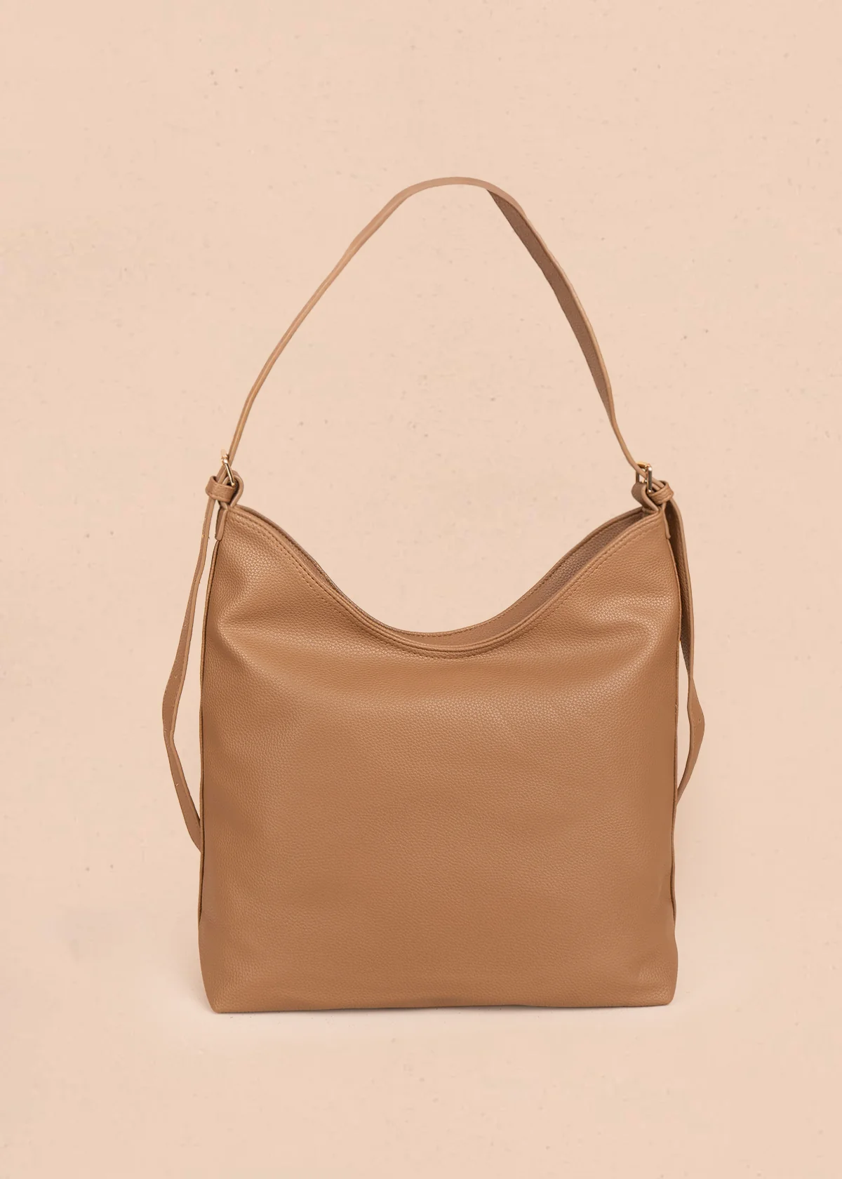 Bolso tipo shopping color café texturizado y silueta hobo 106335 - Image 4