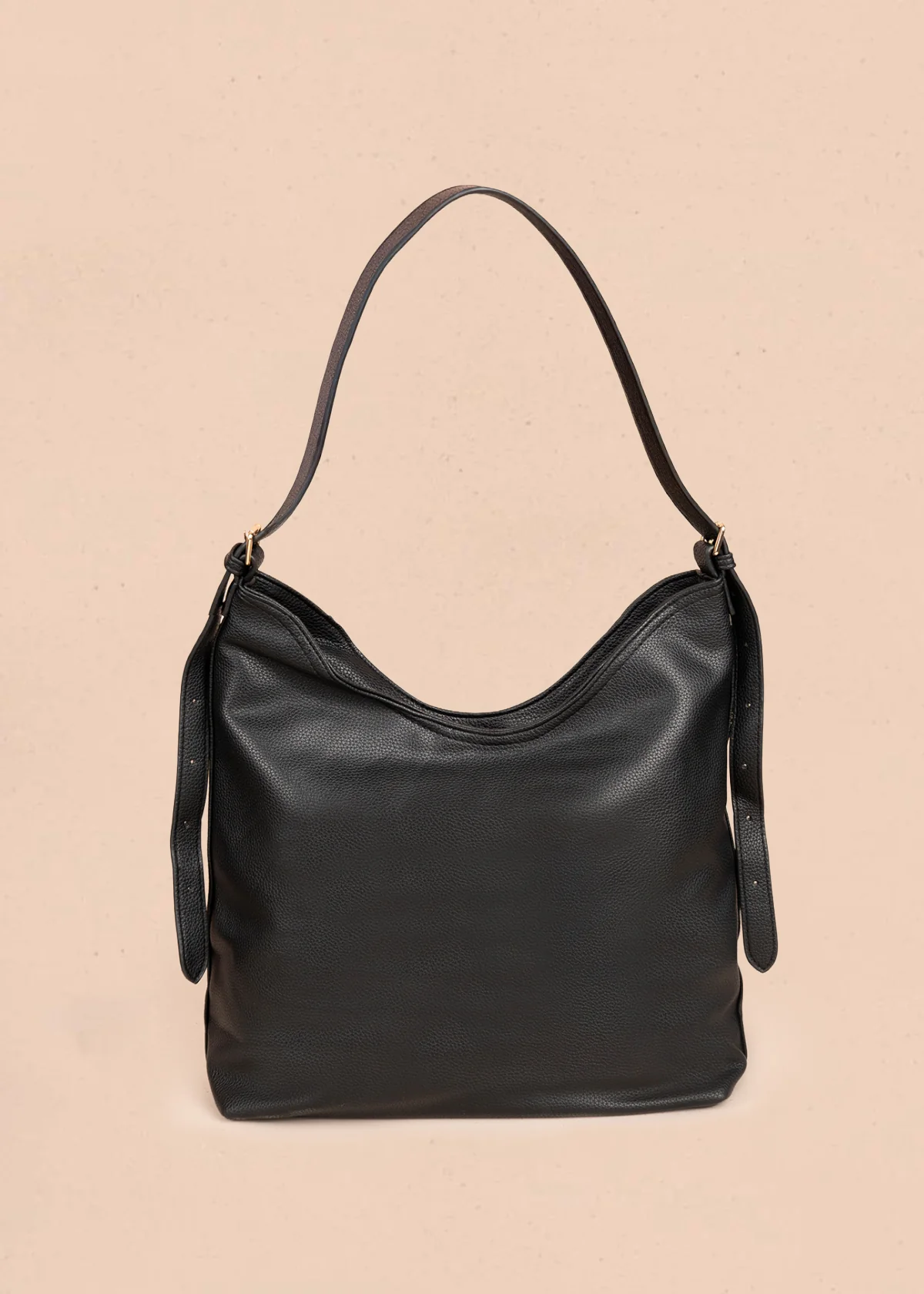 Bolso tipo shopping color negro texturizado y silueta hobo 106335 - Image 5