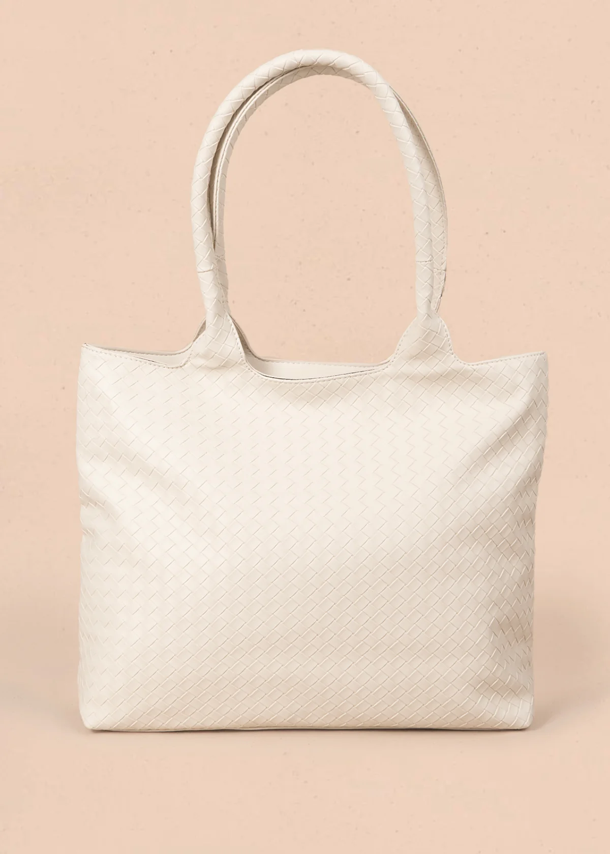 Bolso tipo shopping color beige con textura en cuadros 106975 - Image 3