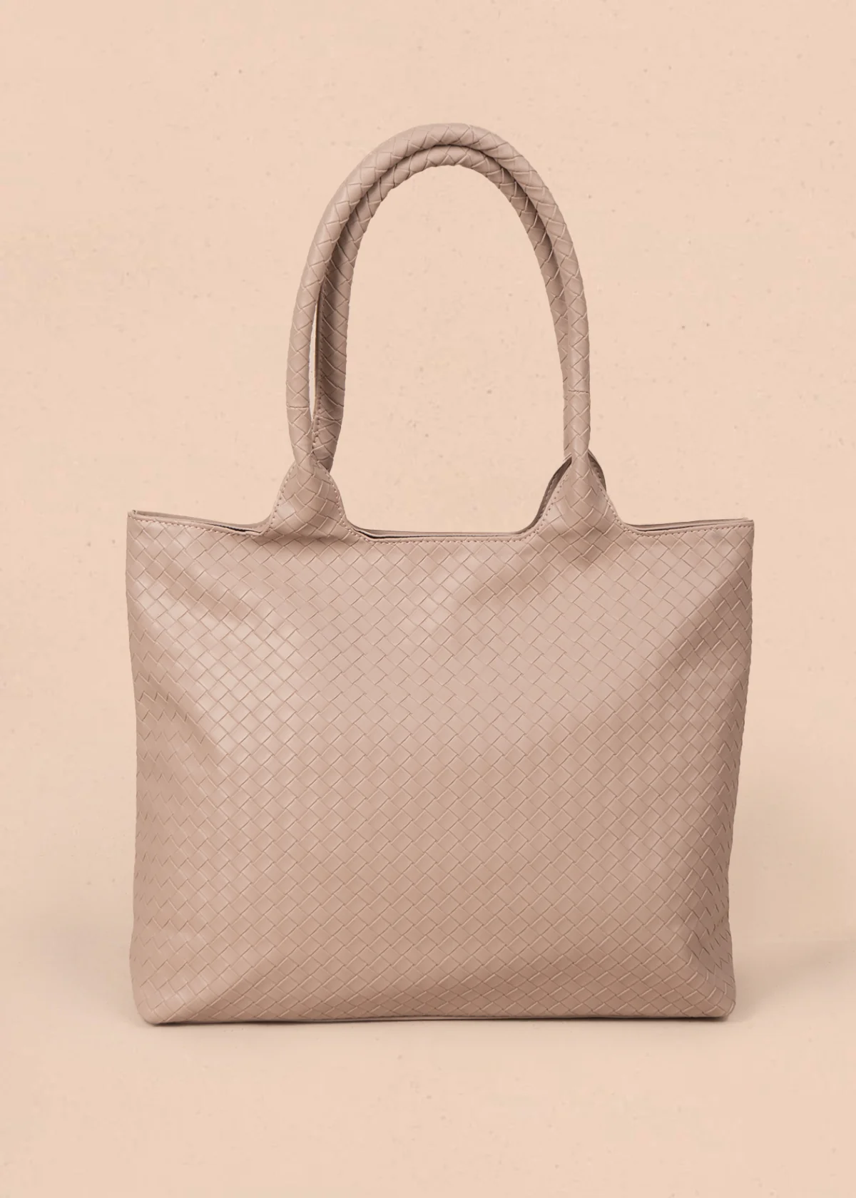 Bolso tipo shopping color nude con textura en cuadros 106975 - Image 3