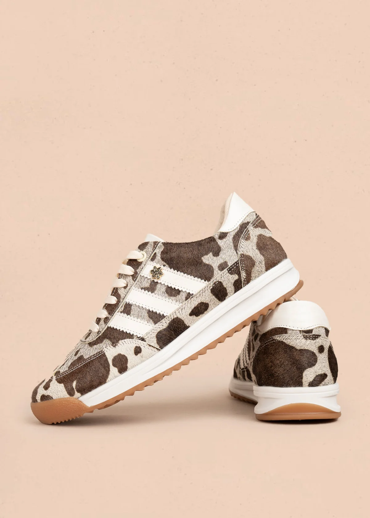 Tenis casuales de cuero color café con cuero animal print 106042 - Image 3