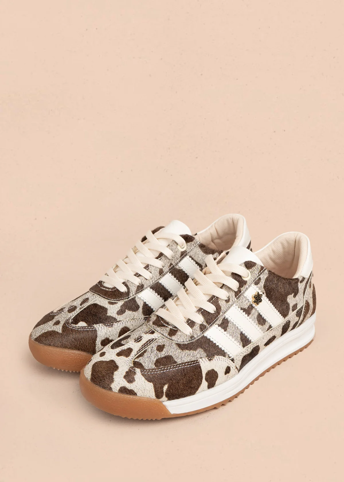 Tenis casuales de cuero color café con cuero animal print 106042 - Image 4