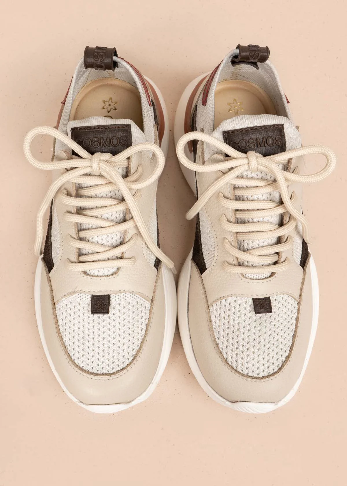 Tenis casuales en cuero color talco 105909 - Image 3