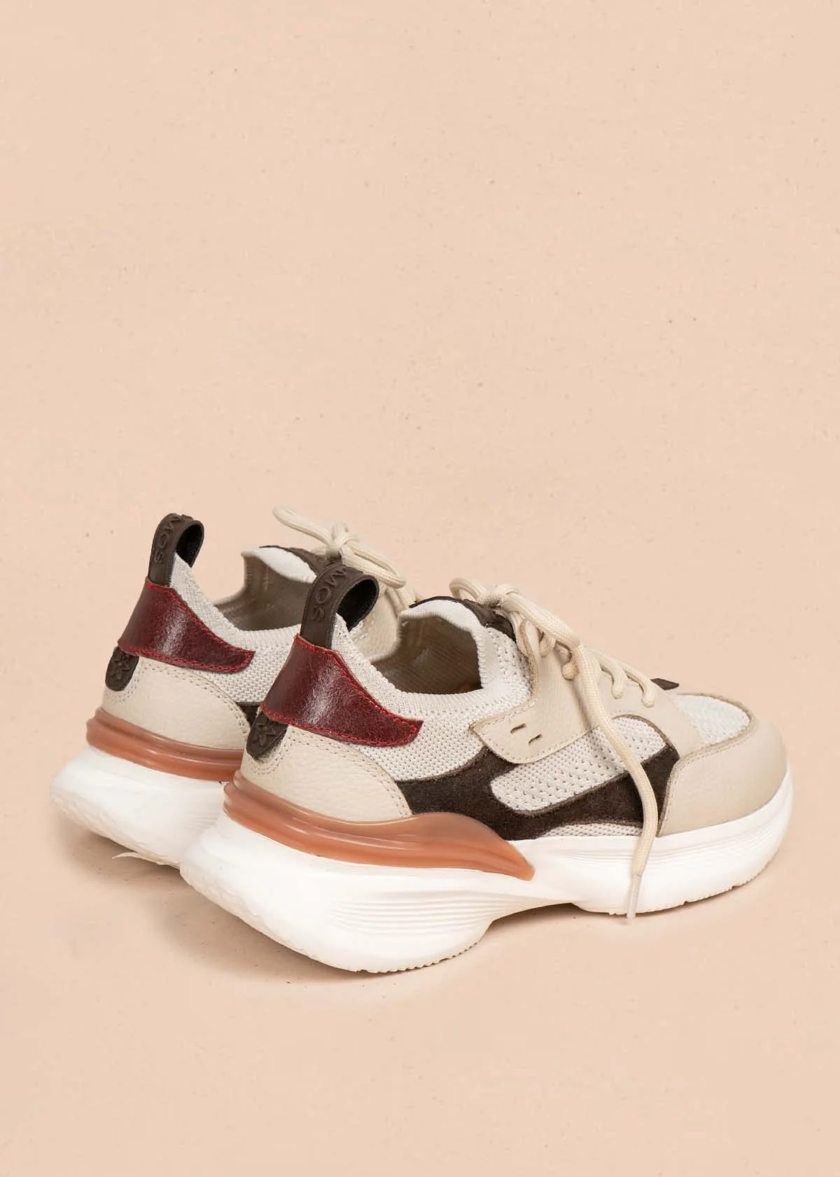 Tenis casuales en cuero color talco 105909 - Image 6
