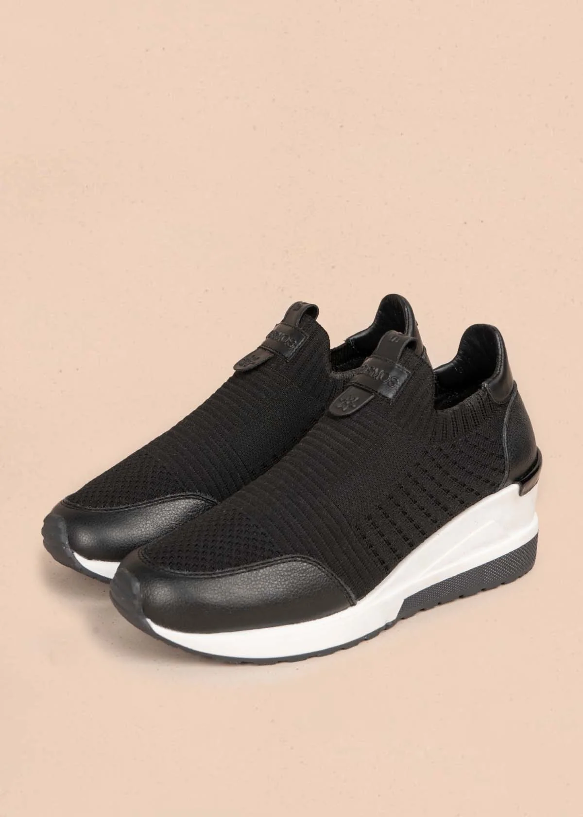 Tenis casuales en cuero color negro con plataforma 105907 - Image 4