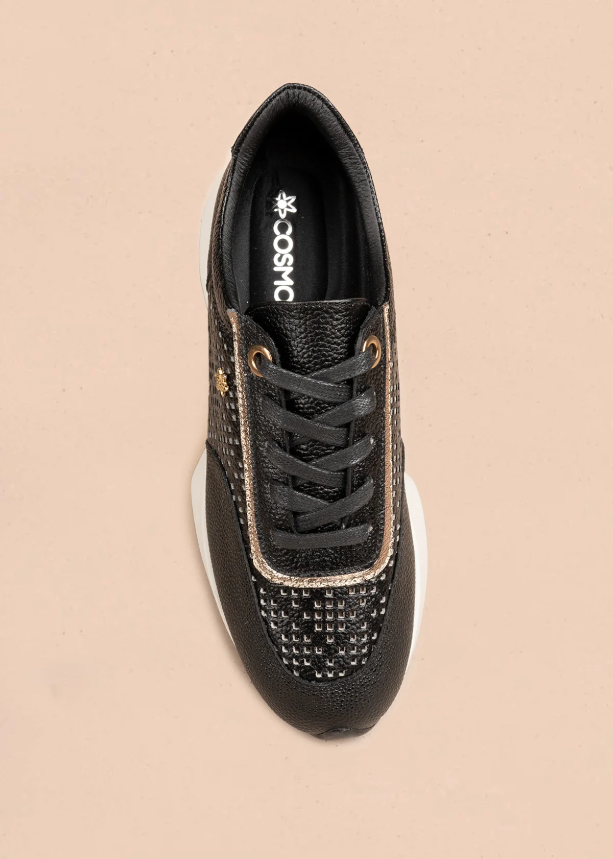 Tenis casuales en cuero color negro con perforaciones 106495 - Image 3