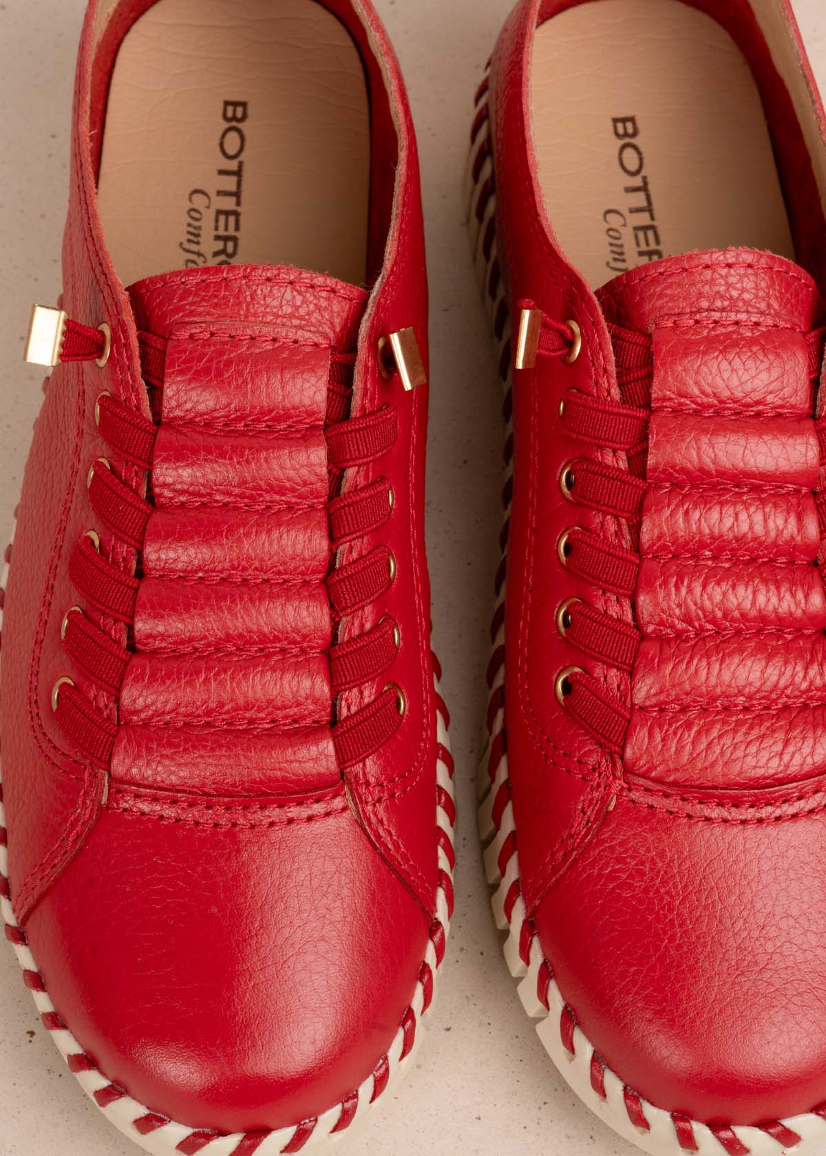 Tenis casuales en cuero color rojo 105334 - Image 3