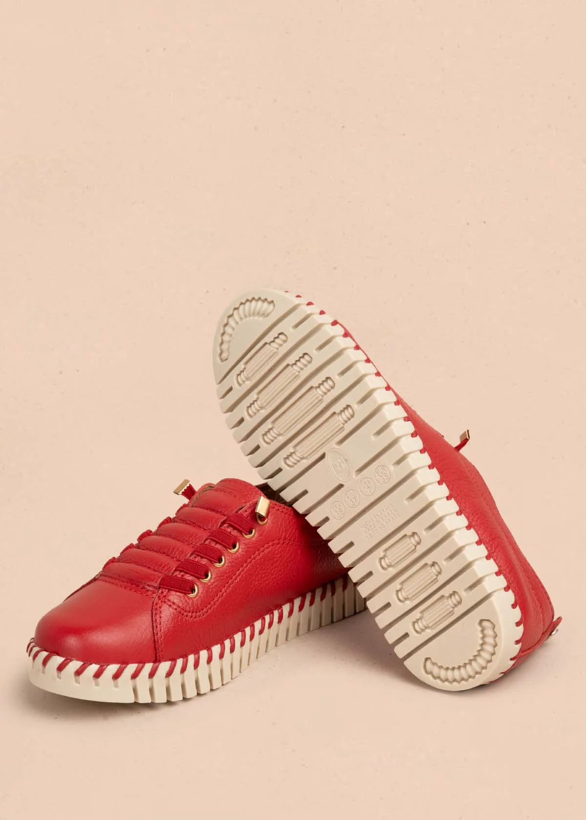 Tenis casuales en cuero color rojo 105334 - Image 5