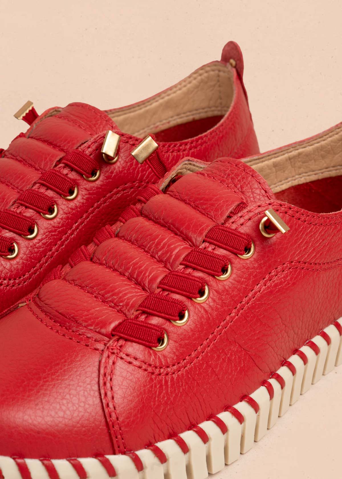 Tenis casuales en cuero color rojo 105334 - Image 6