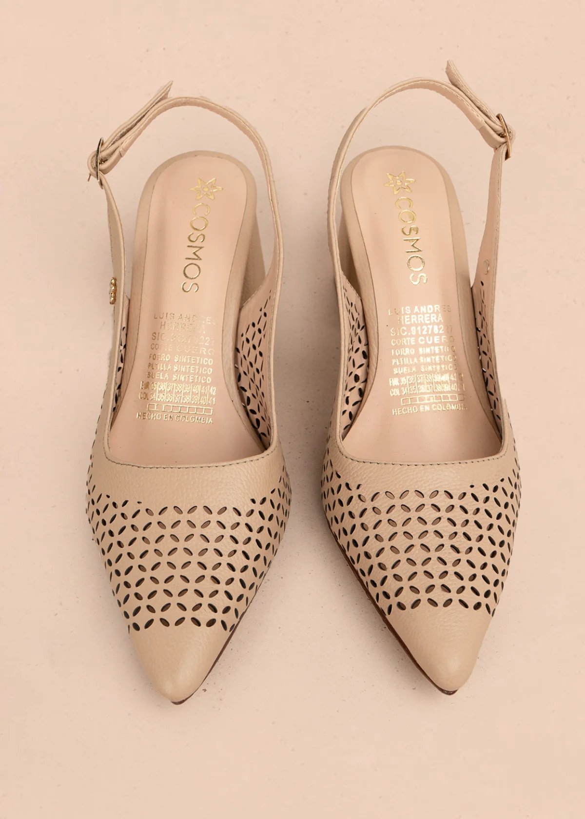 Trabilla en cuero color beige con perforaciones 106145 - Image 4
