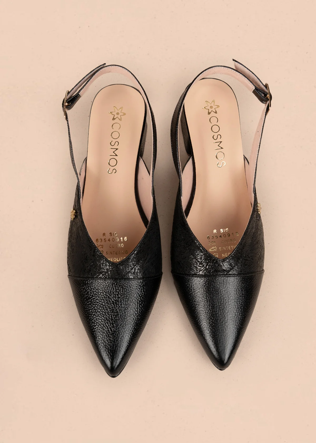 Tacones trabilla en cuero color negro 107003 - Image 3