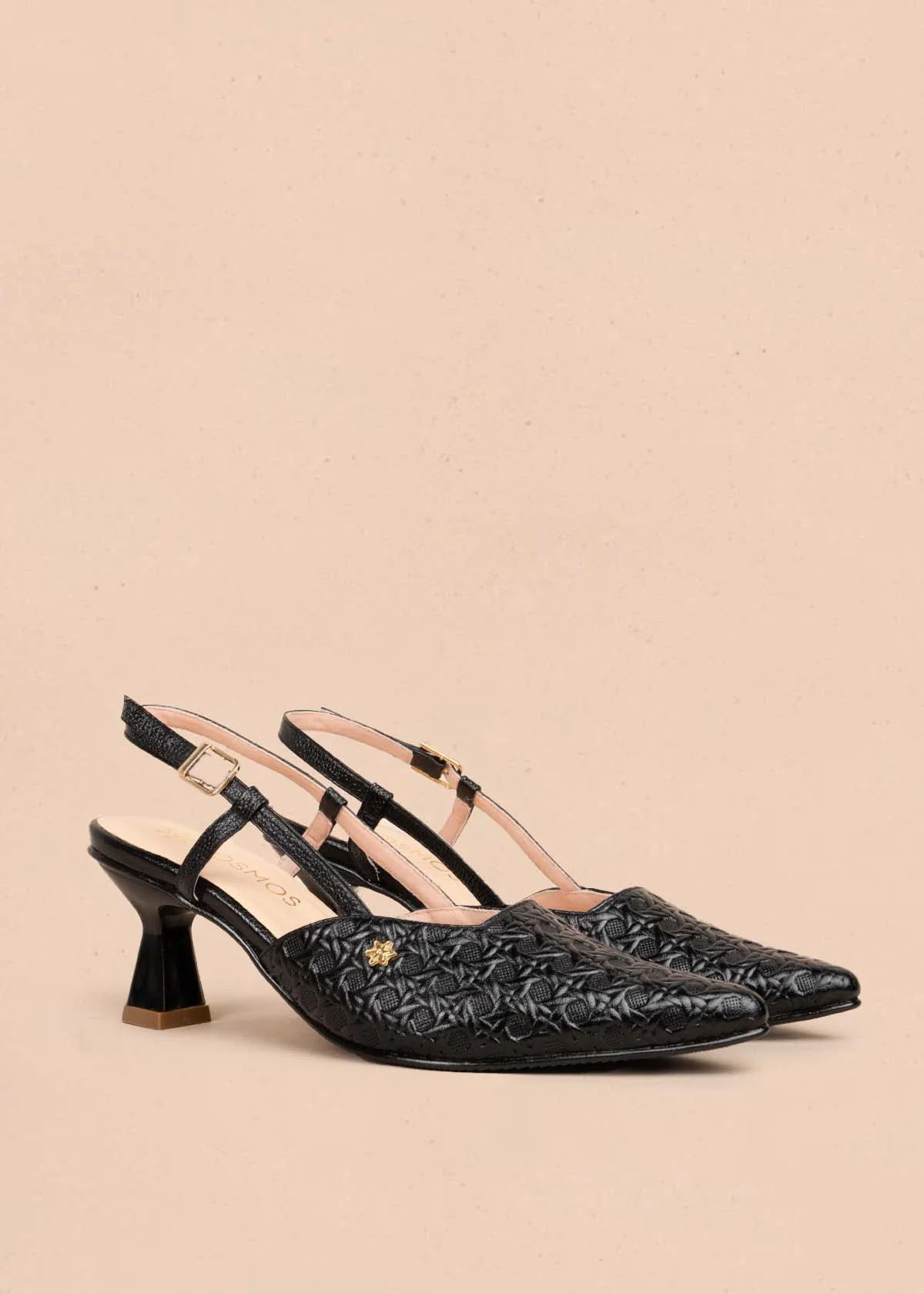 Tacones trabilla en cuero color negro con tacón copa 105927 - Image 6