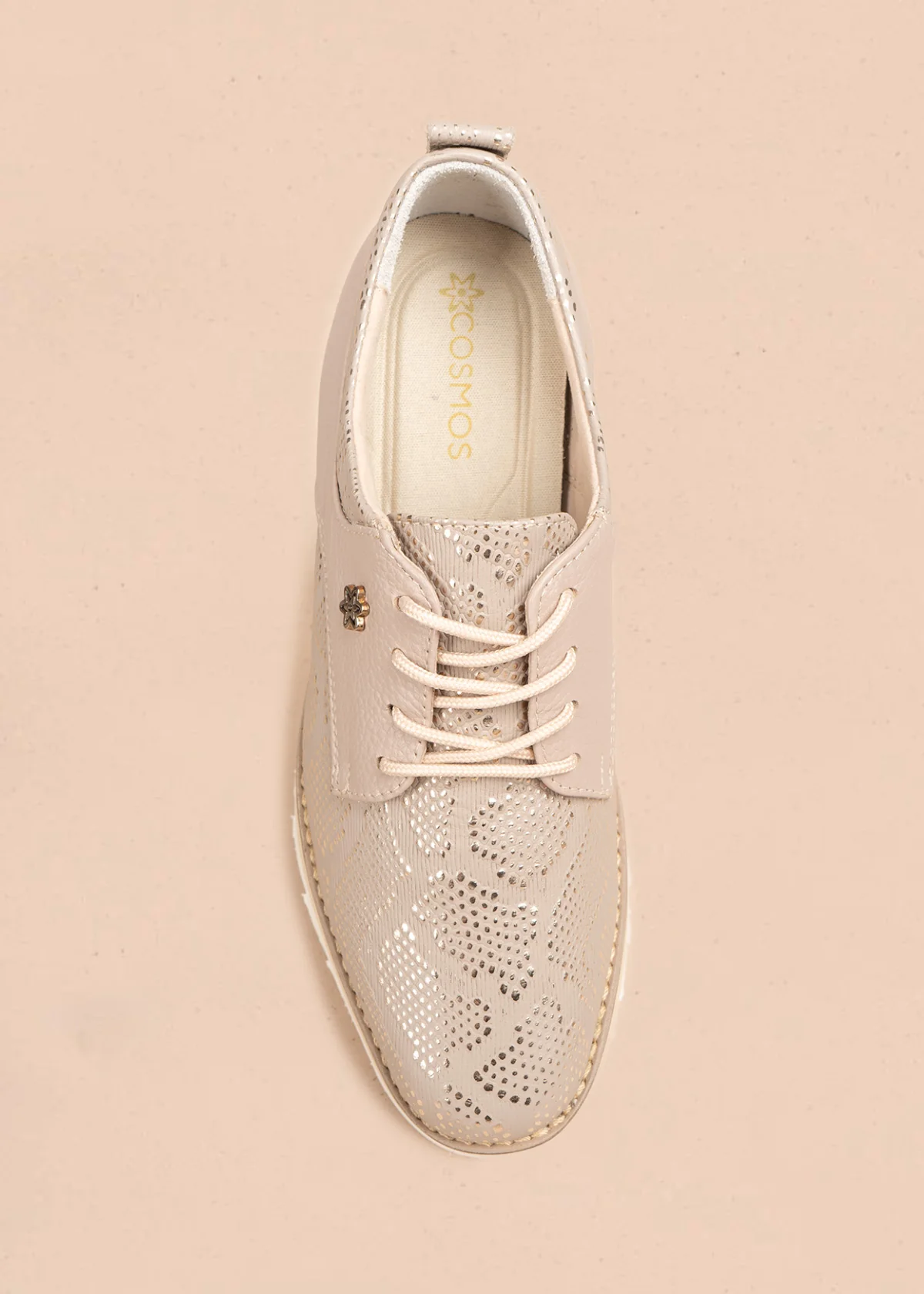 Zapatos con atadura en cuero color taupe con plataforma alta y textura pitón 106588 - Image 4